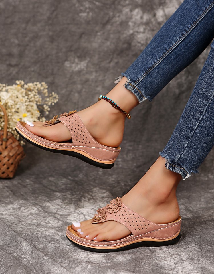 Sandals With Arch Support Anti-Slip Wedges Sandal Vintage Flower Flip Flop Slippers Comfortable Casual Wedge Sandals Shoes Sandals With Arch Support Anti-Slip Wedges Sandal Vintage Flower Flip Flop Slippers Comfortable Casual Wedge Sandals Shoes