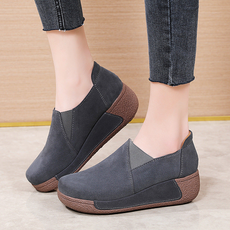 Women's Leather Platform Slip On Loafers Comfort Moccasins Low Top Casual Shoes Women's Leather Platform Slip On Loafers Comfort Moccasins Low Top Casual Shoes