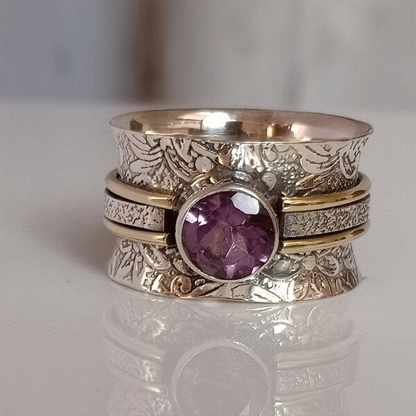 Bohemian Amethyst Crystal Meditation Ring Bohemian Amethyst Crystal Meditation Ring