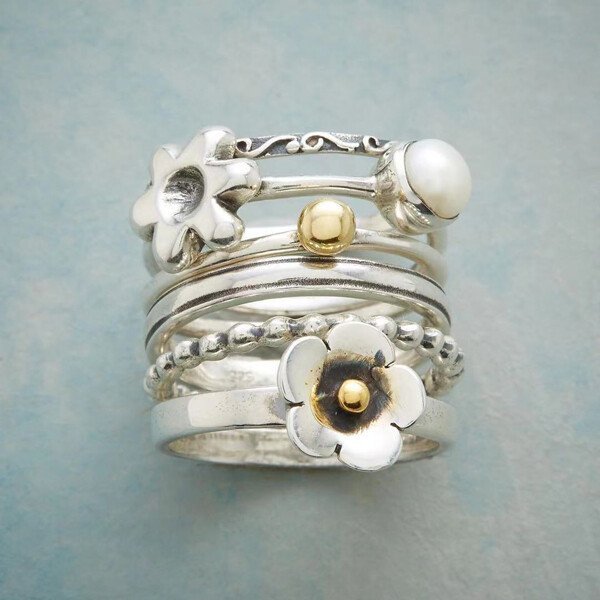Sterling Silver Flower Pearl Set Ring Sterling Silver Flower Pearl Set Ring