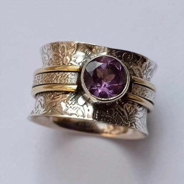 Bohemian Amethyst Crystal Meditation Ring Bohemian Amethyst Crystal Meditation Ring