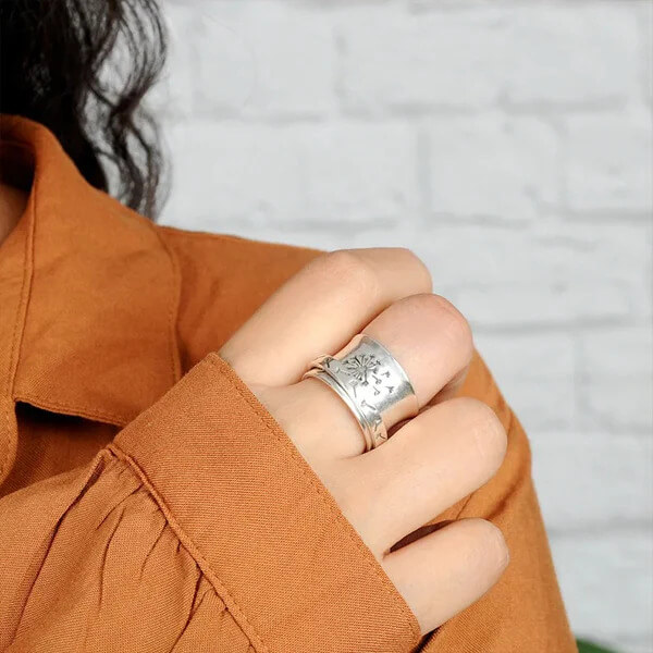 dandelion-flower-spinner-silver-ring-1