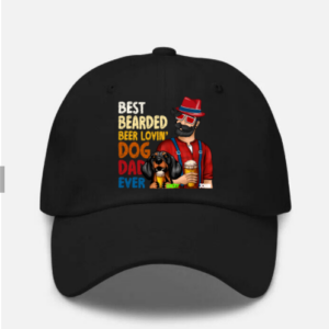 Best Bearded Beer Lovin' Dog Dad Ever Personalized Hat Black
