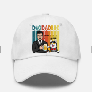 Dog Dad Bod Personalized Hat White