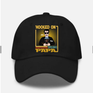Hooked On Being PAPA Personalized Hat Black