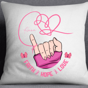 Hope Strength Love Breast Cancer Awareness Personalized Pillow